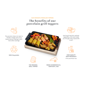 The benefits of Oscarware®16x12 Porcelain Grill Topper.