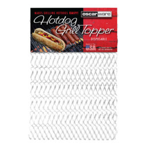 Oscarware®Hot-Dog-Grill-Topper-Disposable Oscarware®Hot-Dog-Grill-Topper-Disposable. Our grill toppers are designed to cook smaller, more delicate foods as well as traditional favorites on the grill.